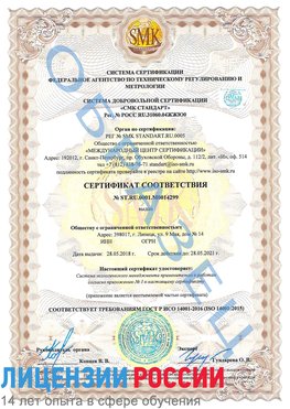 Образец сертификата соответствия Фролово Сертификат ISO 14001